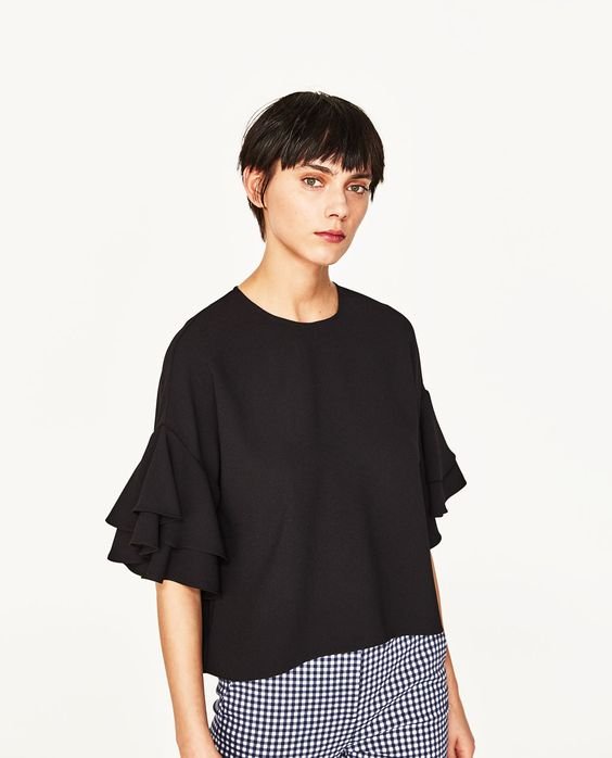H&M Ruffle-Sleeve Top in Black — UFO No More H&M Ruffle-Sleeve Top in Black — UFO No More